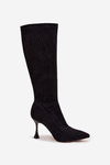 Women's High Heel Boots with Embellishment D&A JC52-883 Black