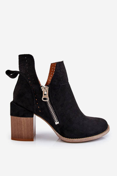 Suede Boots On Chunky Heels Black Camden