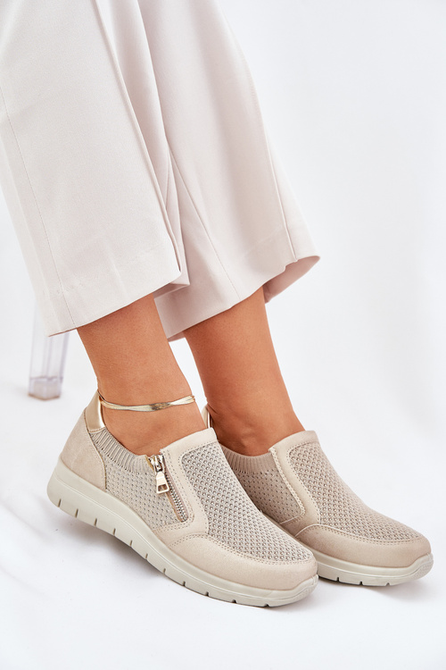 Półbuty Damskie Z Zamkiem Na Platformie Złote Leanae