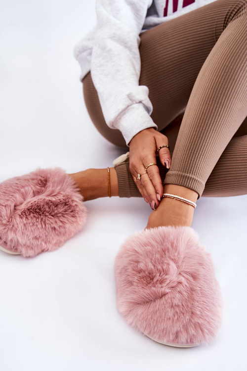 Papcie Damskie Futrzane Różowe Sheryl