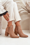 Eco Suede Ankle Boots With Heels Insulated Brown Daivine