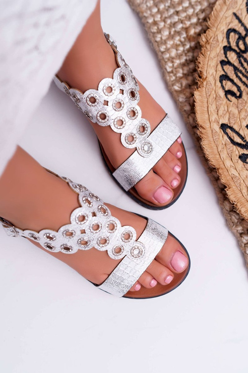 Sandały Damskie Płaskie Sergio Leone SK012 Białe Livian