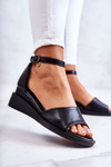 Classy Women's Sandals With Buckle Black Deserve