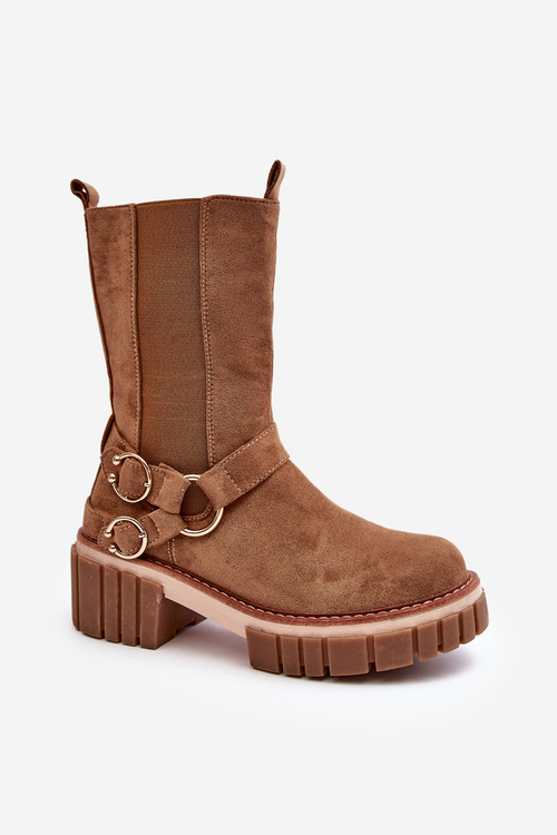 Botki Workery Damskie Zamsz Ocieplane Camel Brinnon 22BT35-5087