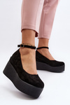 Espadryle Damskie Na Koturnie Czarne Malla JH333P