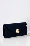 Women's Clutch Bag Suede Gold Chain Navy Blue