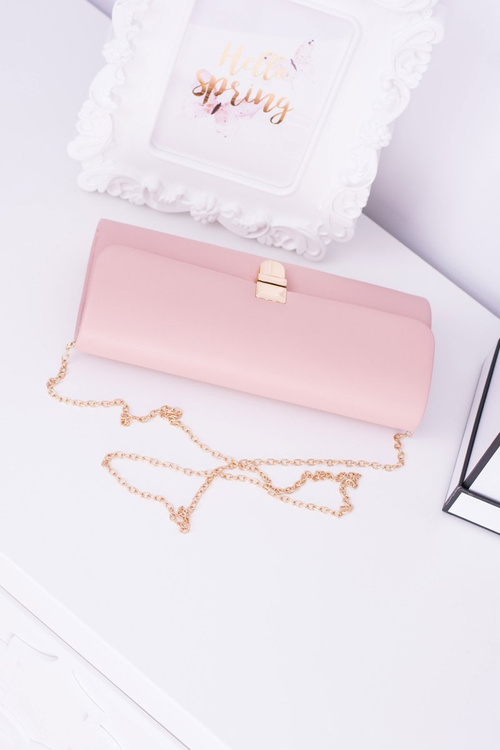 Women's Pink Clutch Bag Gold Chain