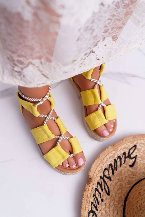 Women's Platform Sandals Suede Yellow Ergola
