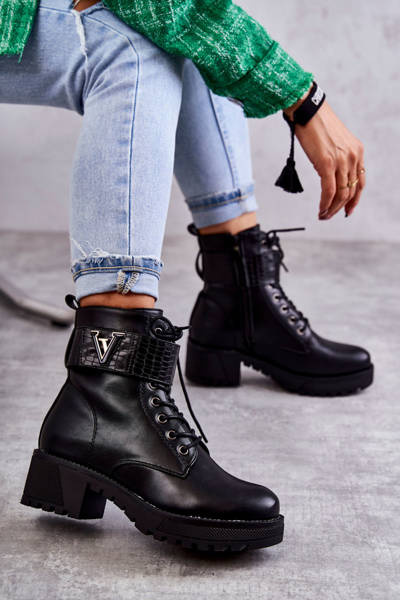 Leather Boots With Warming With Zipper Black Ramsey