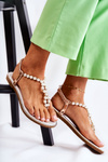 Fashionable Sandals Flip-flops With Pearls Rose Gold Isalia