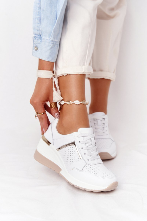 Leather Wedge Sneakers S.Barski White