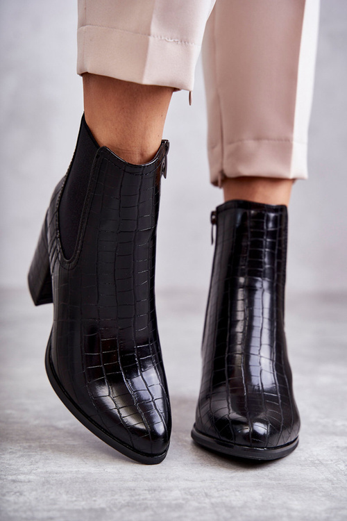 Snake Leather Booties La.Fi 260038B-XC Black