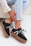 Women's platform sneakers with decorations black Vinness