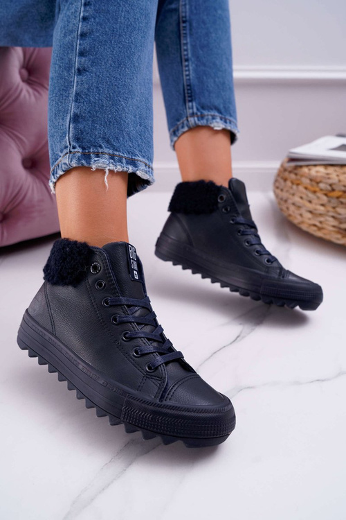 Women's Big Star High Heeled Sneakers Navy Blue EE274147