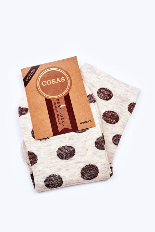 Women's Cotton Polka-Dot Socks COSAS Ecru
