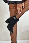 Warm Women's Ankle Boots with Pointed Toes on a Heel Black Laoreina