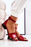Leather Sandals On Golden Heel Laura Messi 2143 Red