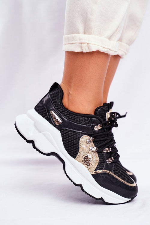 Women's Sport Shoes Black Gold Beijing
