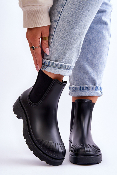 Slip-on Rubber Boots Jodhpur Boots Black Carme