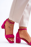 Suede High Heel Sandals With Decorative Braids Fuchsia Azela