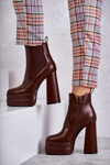 Women's Leather Boots On A Massive Heel Brown Jones