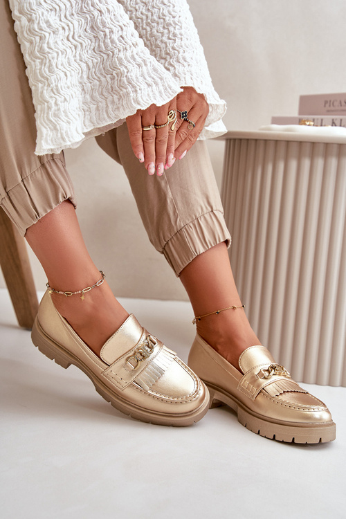 Eco Leather Women's Moccasins With Gold Decoration Zanita