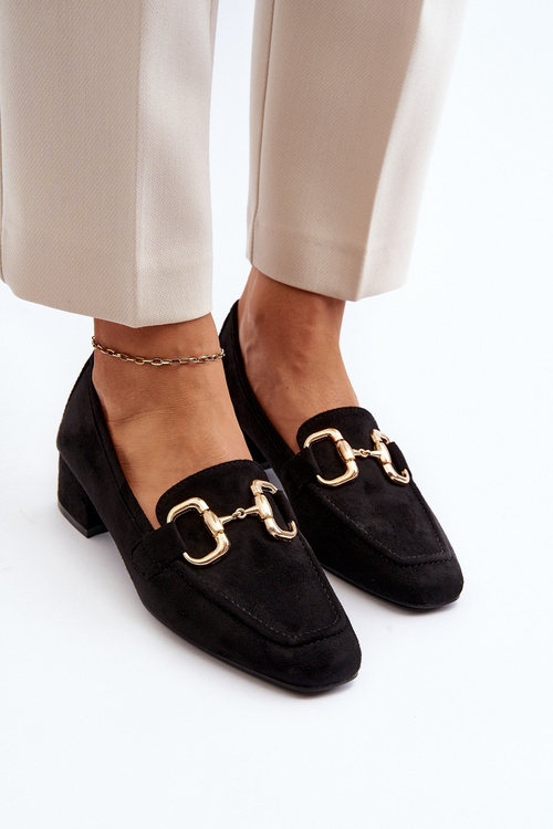 Low-heeled pumps with ornament black Dolvira