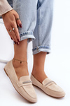 Women's Beige Faux Suede Loafers Ladite
