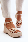 Platform Sandals and Wedges in Light Beige Color Oporia