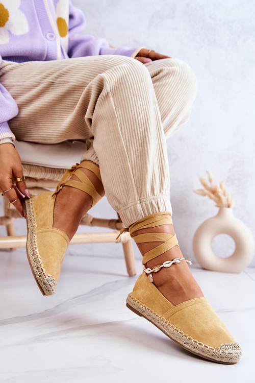 Tied Suede Espadrilles Yellow Ismanne