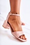 Suede Women's Sandals On Heel Pink Luciana