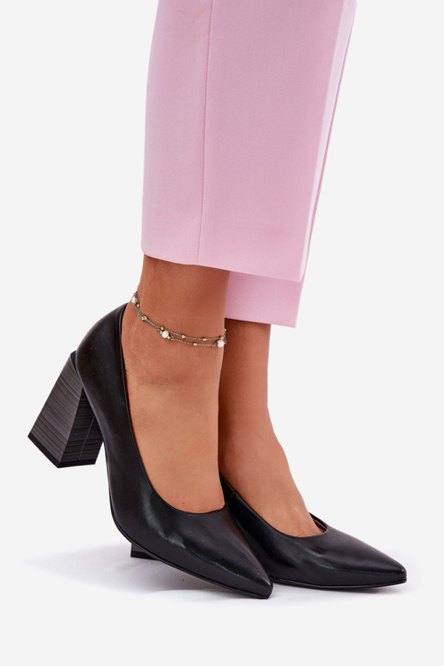 Leather Heels On A Heel Black Gregosa