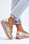 Zazoo 10141 Leather Platform Moccasins with Gold Decoration