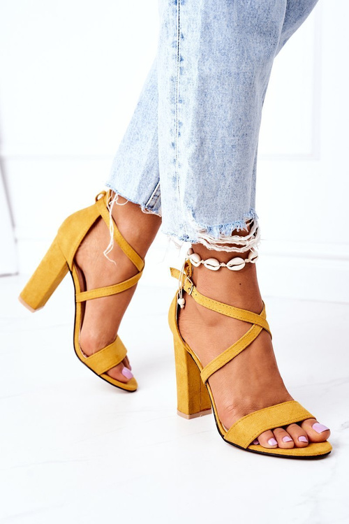 Suede High Heel Sandals Yellow Dance With Me