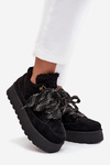 Lace-up Women's Snow Boots Platform Insulated with Fur Black Tavelle