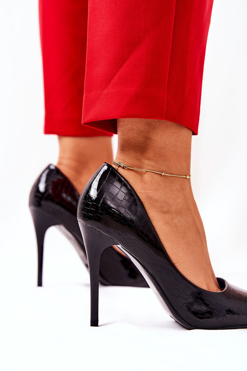 Szpilki Wężowy Wzór Czarne Tissoria