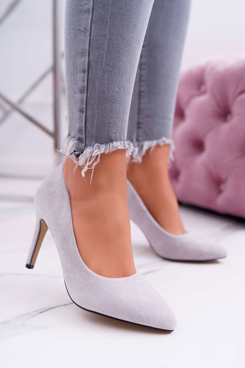 Women's Suede Pointed Heels Grey Kiss Me