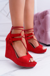 Red Suede Ankle Sandals Tessa