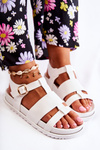 Leather Sandals On Platform White Tessy