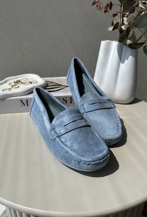 Women's Suede Moccasins Blue Lenvie