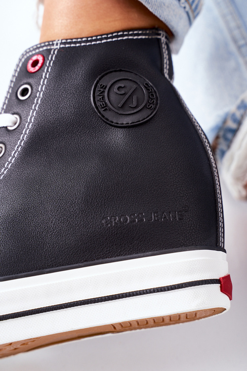Leather Wedge Sneakers Cross Jeans II2R4025 Black