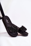 Women's Slippers On The Platform With Ornaments Black Almina