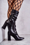 Leather Boots On High Heel Laura Messi 2560 Black