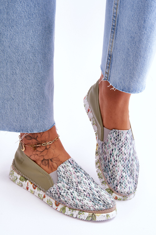 Półbuty Damskie Wsuwane Skórzane Zielone Maciejka 03512-51