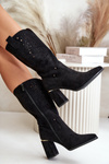 Black Women's Cut-Out Ankle Boots with Pointed Toes Faux Suede Nevithra