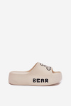 Ladies Foam Slippers On Massive Sole With Bear Light Beige Lamira