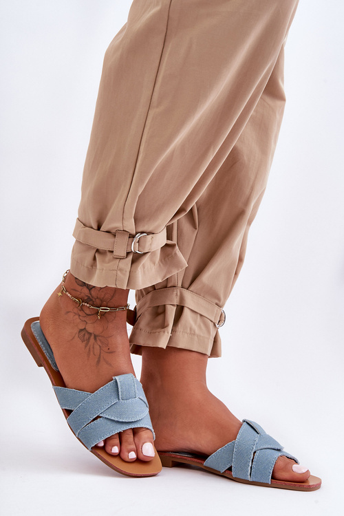 Women's Fabric Slippers Light Blue Aversa