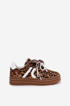 Women's sneakers in leopard print on platform with decorations brown Vinness