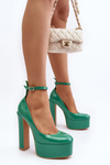 Green Patent Leather Pumps on Chunky Platform and Heel Ninames