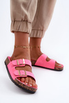 Women's Slip-On Cork Sole Neon Pink Sandals Cortina